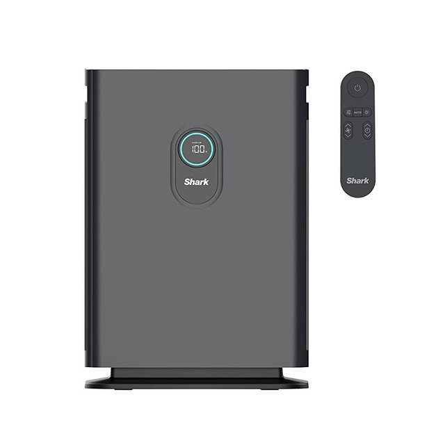 Shark HE402 Air Purifier 4 True HEPA Covers up to 1000 Sq. Ft., Captures 99.98% of particles, dust, allergens, viruses, smoke, odors down to 0.1–0.2 microns, Advanced Odor Lock, Quiet, 4 Fan, Grey
