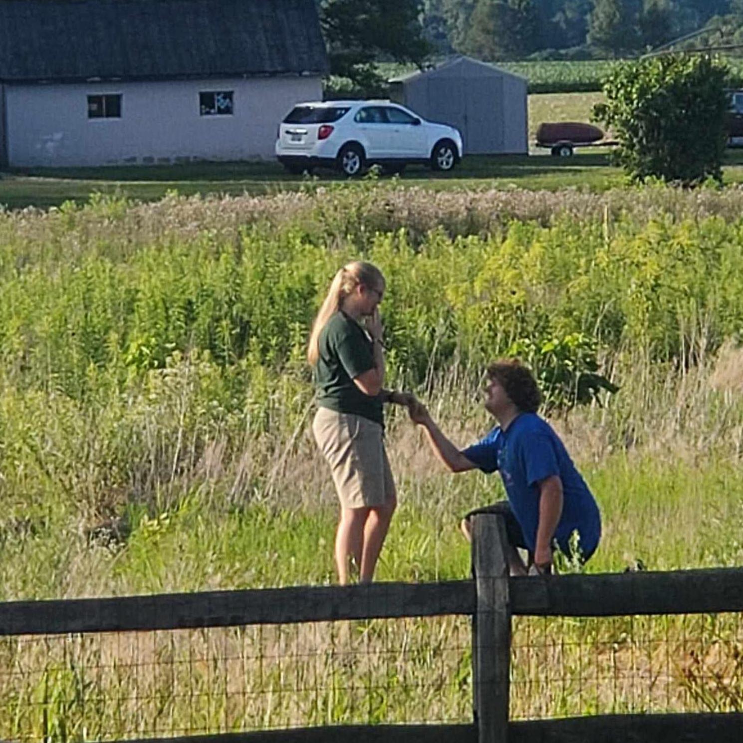 Reenactment of the proposal. He did it on just a mundane Monday after we both got home from work. It was the perfect moment to sum up what we appreciate most about our relationship <3