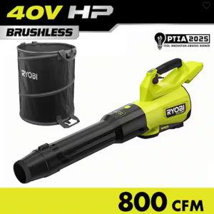 RYOBI 40V HP Brushless 800 CFM Whisper Series Blower with Lawn and Leaf Bag