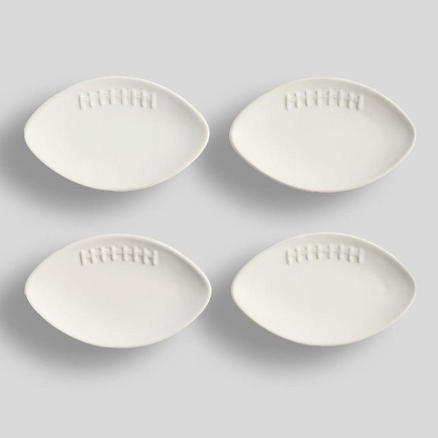 Football Appetizer Stoneware Plate, Set of 4