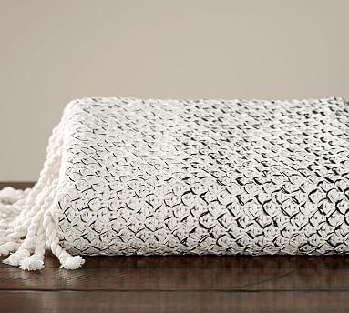 Ombre Mariner Throw, 50x60", Ivory/Midnight
