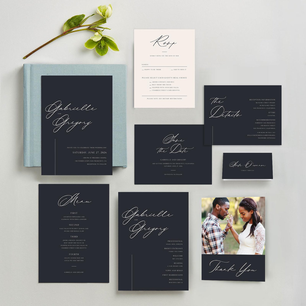 Veneto Landscape | Deep Blue Spruce | Zola Save The Dates