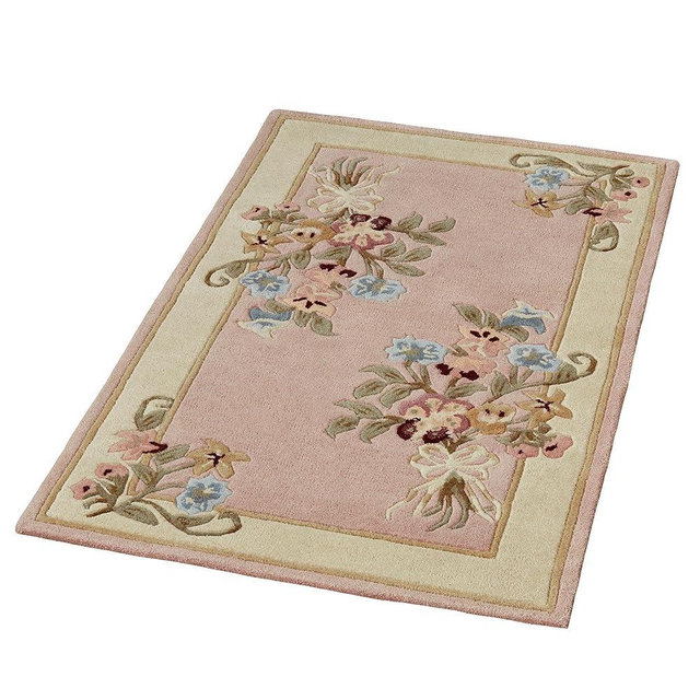 Touch of Class Handcrafted Floral Bouquet Garden Area Rug | Dusty Mauve | 2 feet 6 inches x 4 feet 2 inches | Handcarved Hand-Tufted Pure Wool Thick Rectangle Rug