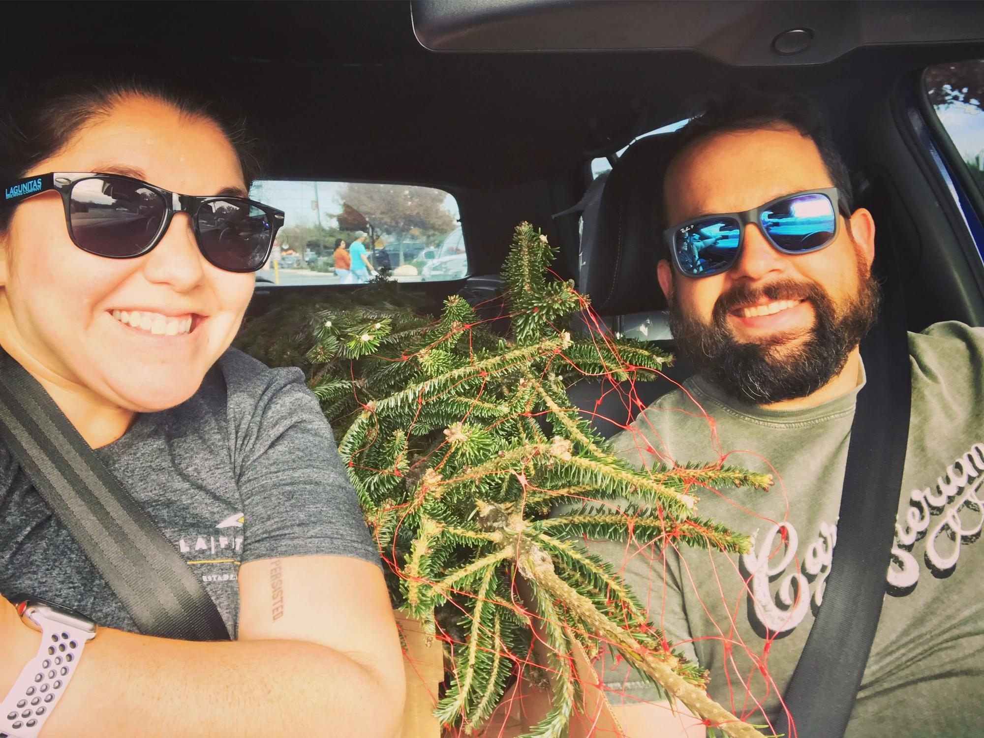 Our first Christmas Tree we managed to fit into Justin's VW