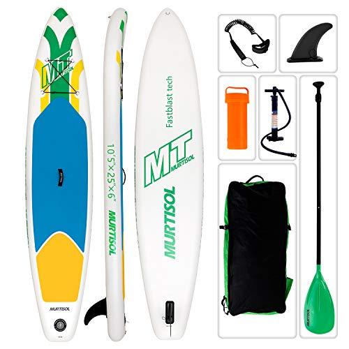 Murtisol 10'5'' Inflatable Stand Up Paddle Board(25 in / 30 in Width), Ultra-Thick Durable PVC, Non-Slip Deck, Premium SUP Accessories, Dual-Action Pump, Safety Ankle Strap, Adjustable Paddle