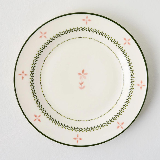 Green Luna Floral Salad Plate