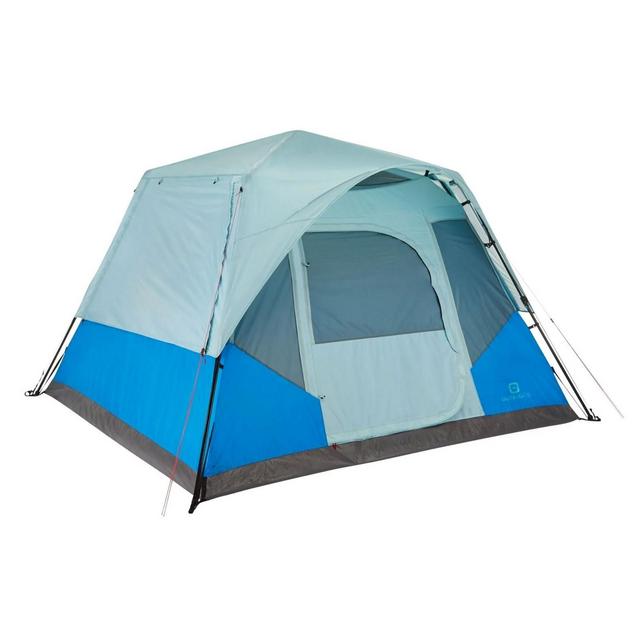 Outbound QuickCamp 6 Person 3 Season Lightweight Cabin Style Tent with a Heavy Duty 600 mm Coated Rainfly, Front Canopy, and Carry Bag, Blue