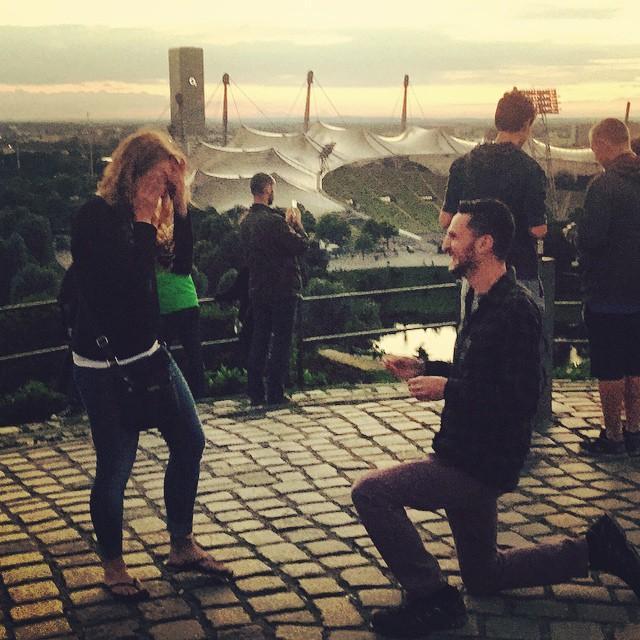 Site of the proposal! Olympiaburg in Munich, Germany. June 2015.