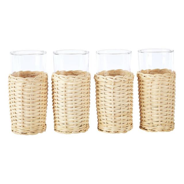 Rattan Wrapped Ice Tea, Set of 4