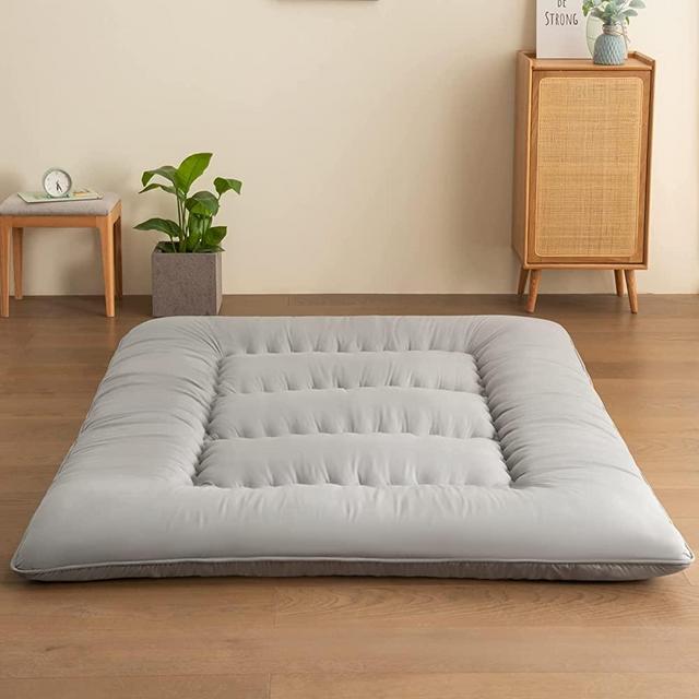 MASVIS Japanese Floor Mattress Futon Mattress Roll Up Camping Mattress Tatami Mat Foldable Mattress for Bed Couch Mattress Pad Full,Grey