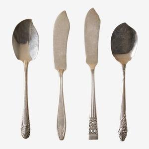 Vintage Silver Cheese Knife Set of Four