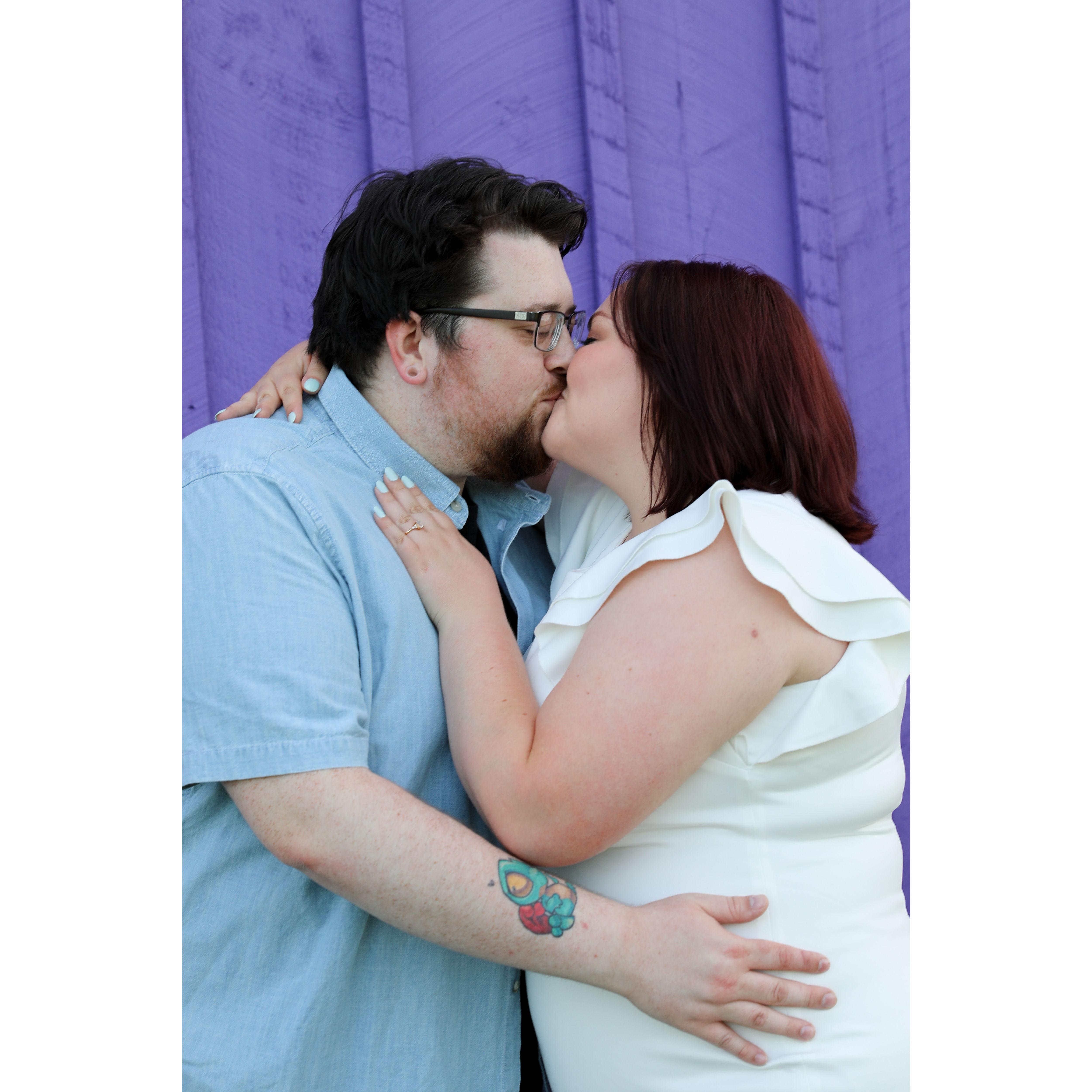Engagement photoshoot at Sunset Ridge Lavender Farms. Photographer was Bloom Photography, LLC