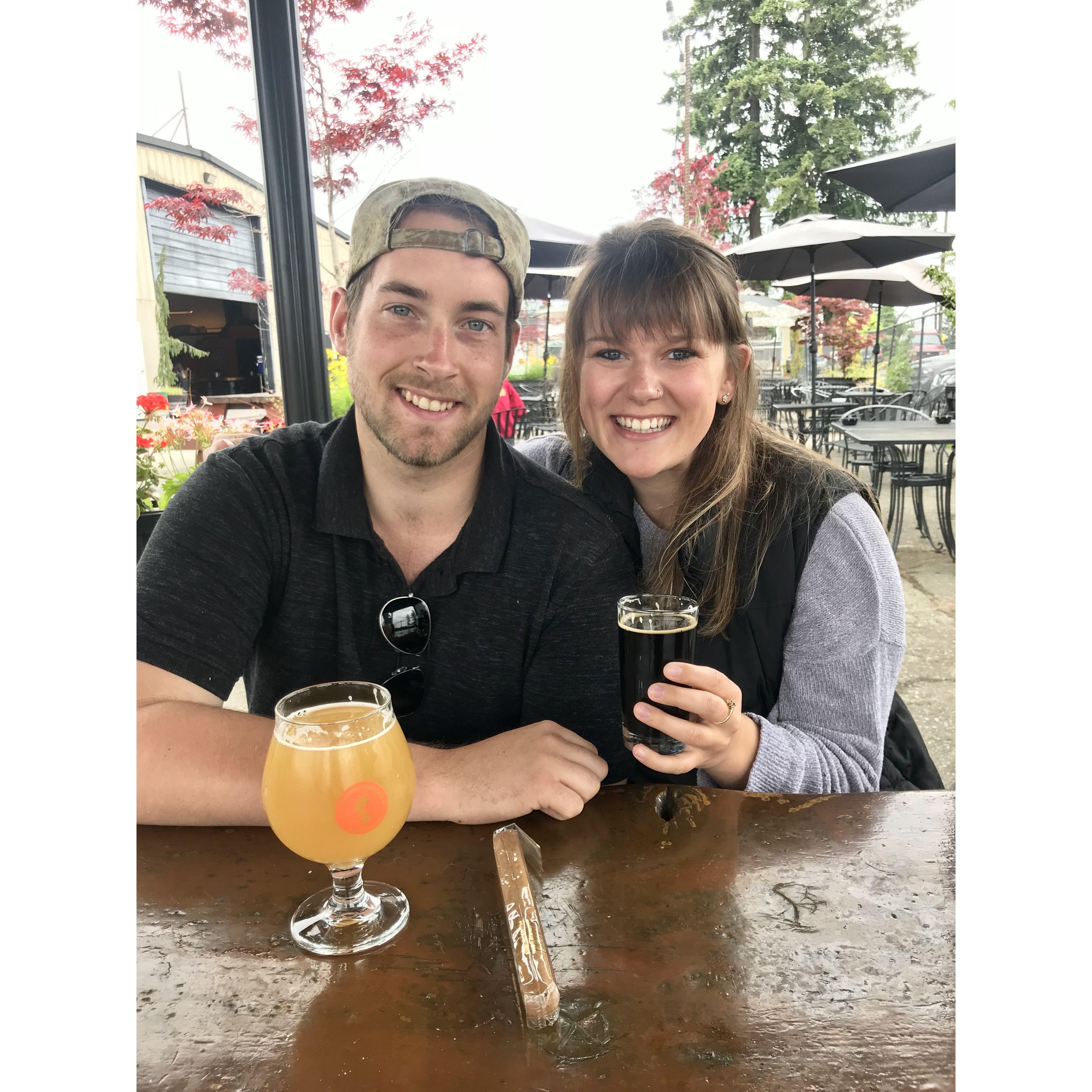 When we aren't fishing, you can often find us at a local brewery. This is our all-time favorite brewery, Skookum in Arlington! You can look forward to drinking their amazing beer at our wedding!