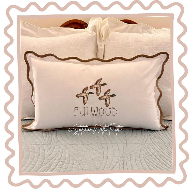 Scalloped Duck Pillow Covers | Customizable Name