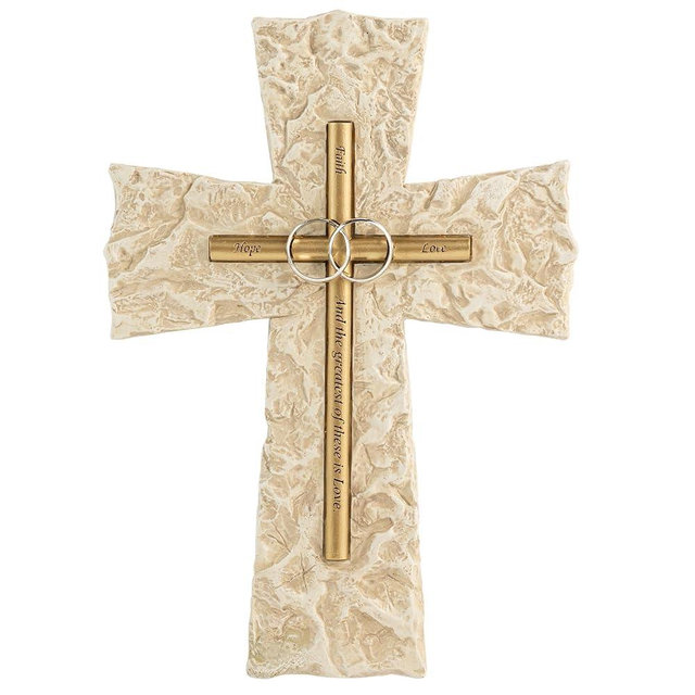 Grace4Joy Wedding Wall Cross, 10 Inches Marriage Prayer Wall Decor Religious Wedding Gifts, Hand Painted Faith Hope Love Cross Unique Gifts for Anniversary, Newlyweds Couple(Gold/Silver)