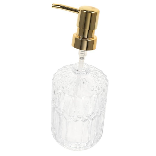 Cabilock Glass Hand Soap Dispenser with Press Pump Refillable Shampoo Bottle for Kitchen Bathroom Living Room Stable Flat Bottom Design for Easy Use