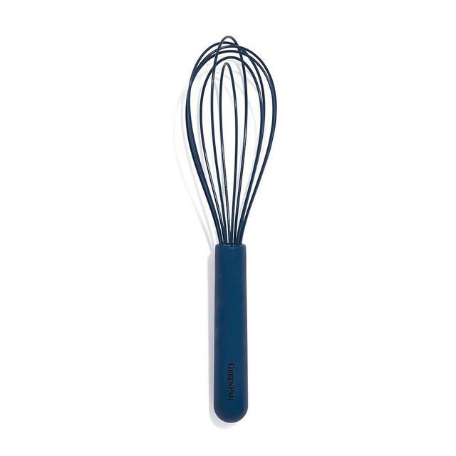 GreenPan Silicone Whisk, Mixing Blending Beating Stirring Cooking Kitchen Utensil, Flexible Rubber Nonstick Cookware, Rigid Steel Core, Heat-Resistant, Anti-Slip Handle, BPA-Free Dishwasher Safe, Blue