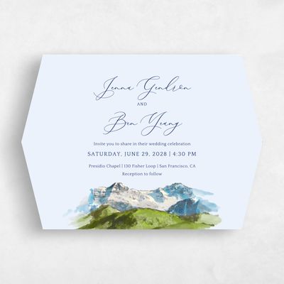 Blue Diamond Wedding Invitation - Mirador Landscape