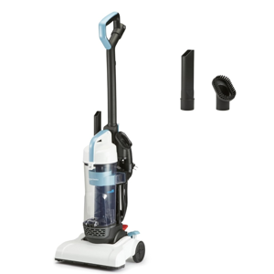 Amazon Basics Upright Bagless Vacuum Cleaner for Carpet and Hard Floors, Washable Filter, Crevice and Upholstery Tools, Detachable Handle, Lightweight, 1.7L Dust Cup, 25ft Cord, Black/White