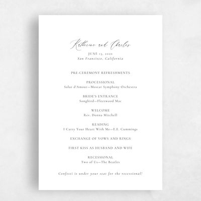 White Wedding Program - Violin