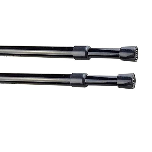 Blu-Pier Tech 2 Pack Spring Tensions Rods Steel Adjustable Length Curtain Rod, 28-43 Inches (Black)