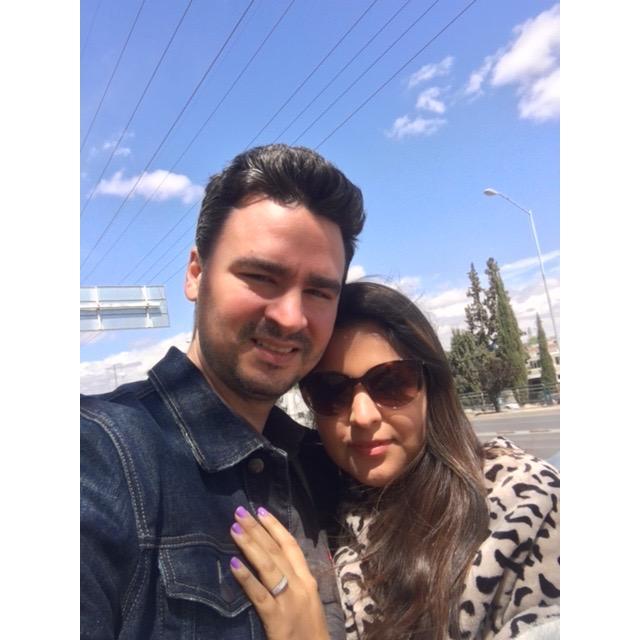 Our first picture after getting engaged in April 2021