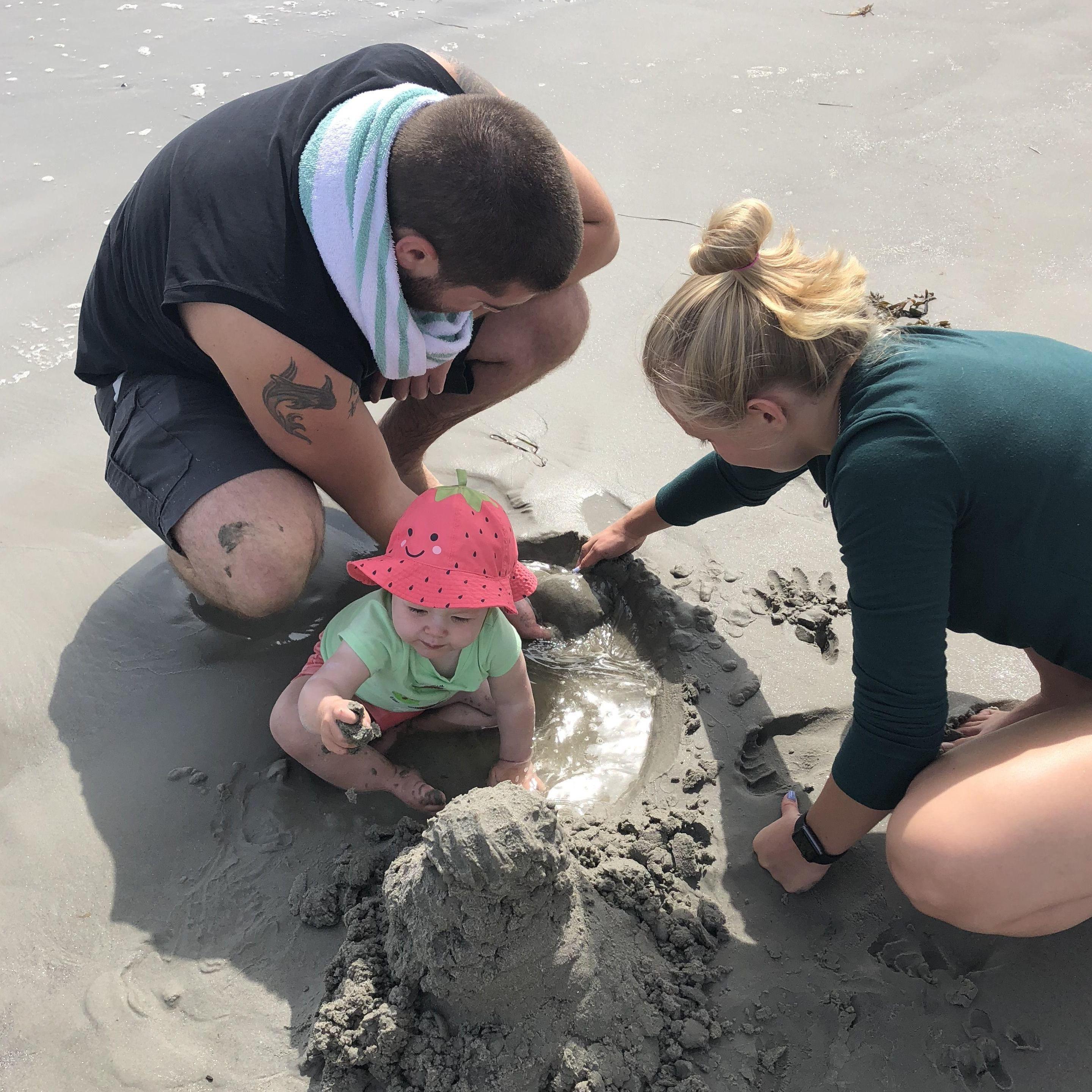 Building sandcastles with niece, Avery (2019)
