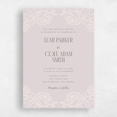 Lavender Mist, Purple Wedding Invitation - Silvana Portrait