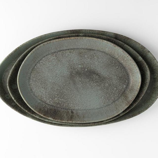 3 Piece Serving Platter Set, in Concrete
