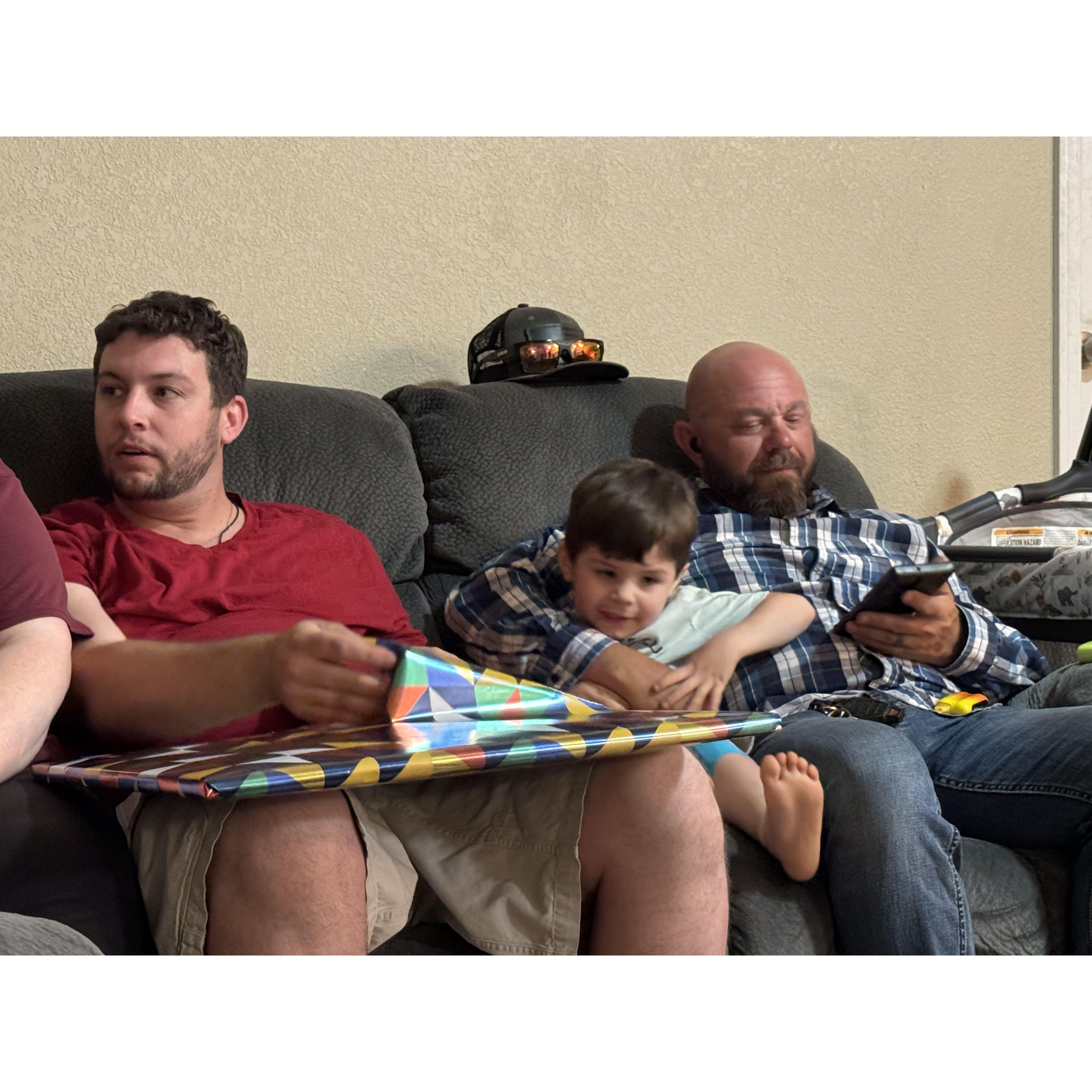 Christmas 2023 with the family.  With Rylee (Jenns older son and Percy)