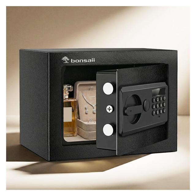 Bonsaii 0.23 Cu Ft Premium Safe Box with Keypad, Type-C Emergency Power, Dual Steel Bolts & Removable Shelf for Home/Office Storage