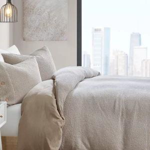 Clean Spaces Mara Taupe 3 Piece Cotton And Rayon From Bamboo Blend Waffle Weave Duvet Cover Set