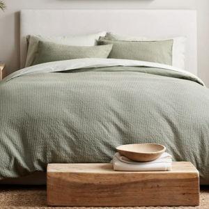 Organic Luxe Waffle Duvet Cover Set in Olive