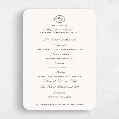 Beige Rounded Wedding Program - Cillian