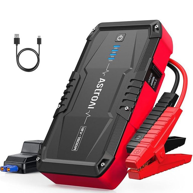 AstroAI S8 Car Battery Jump Starter, 1500A Peak Car Jumper Starter Battery Pack for Up to 6.0L Gas & 3.0L Diesel Engines, 12V Portable Jump Box with 3 Modes Flashlight and Jumper Cable (Red)