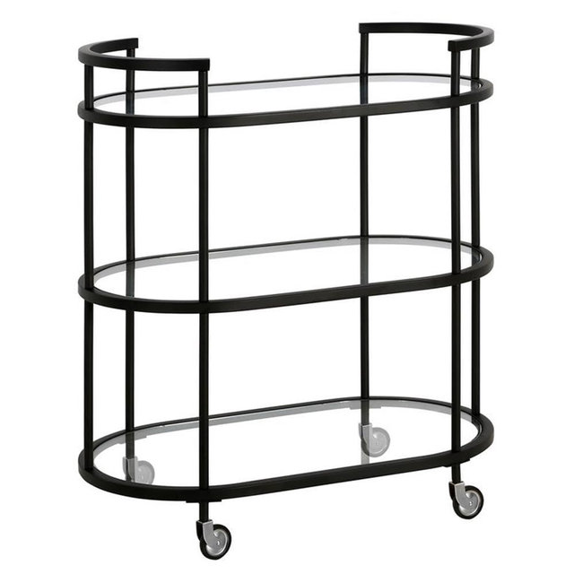 Henn&Hart 30" Wide Oval Bar Cart in Blackened Bronze, Bar Carts for the Home