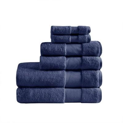 6pc Turkish Bath Towel Set-Navy