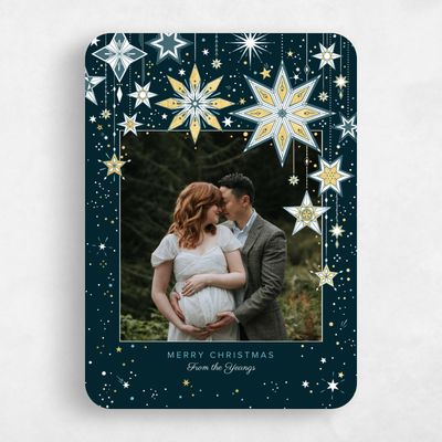 Blue Rounded Holiday Card - Parker Foil