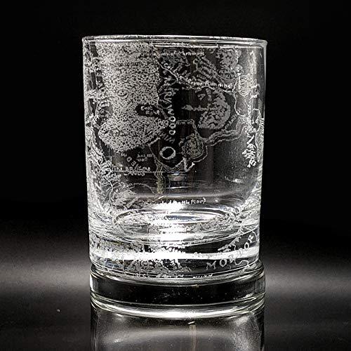 MAP OF MIDDLE EARTH Engraved Whiskey Rocks Glass | Inspired by Lord of the Rings | Great LOTR Decor & Drinking Gift Idea!