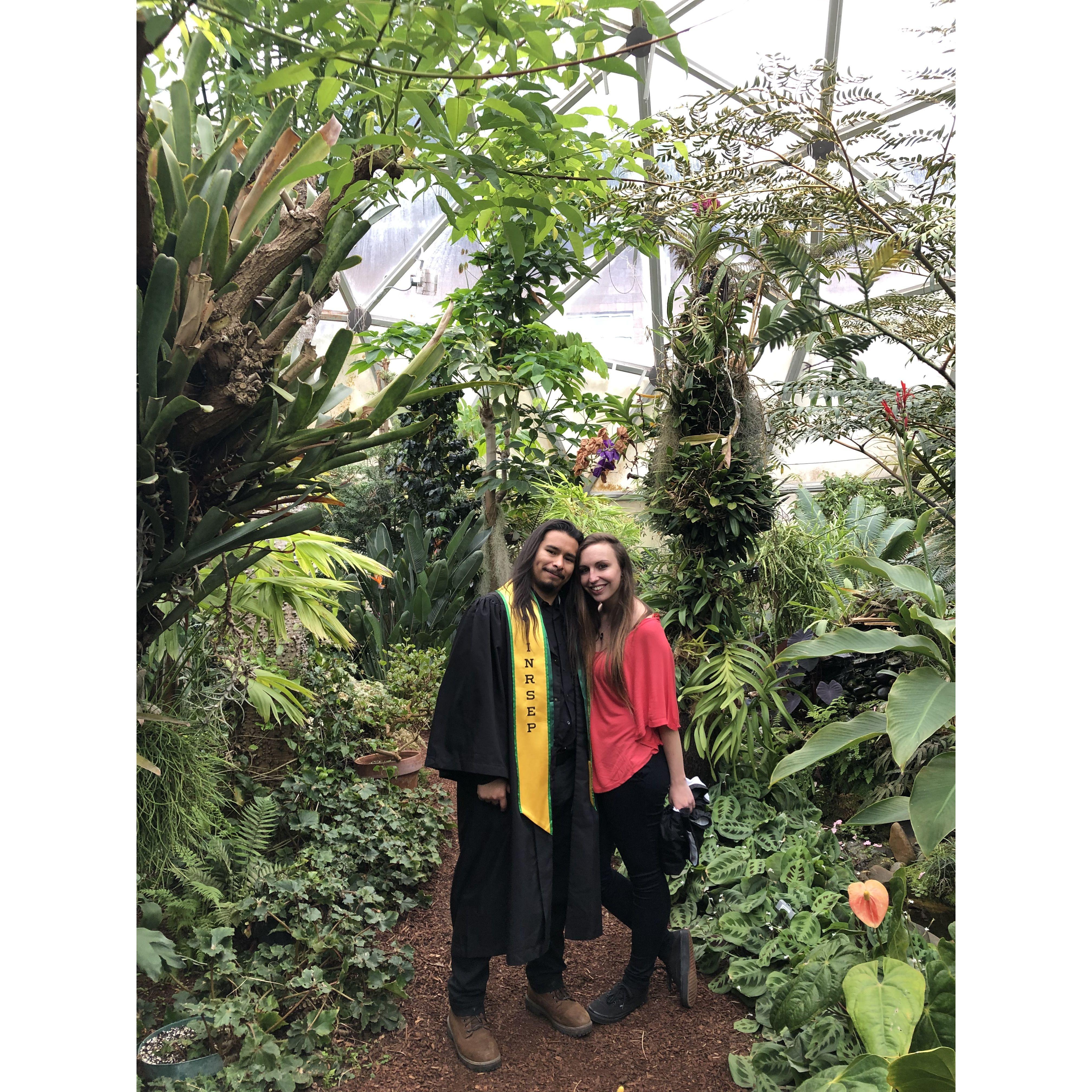 Here we are at James' graduation from Humboldt State University. This is the Dennis K. Walker greenhouse, the inspiration for what would become Sandy's House in Spongebob Squarepants.