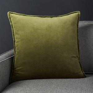Brenner Green Velvet Pillow with Down-Alternative Insert 20"