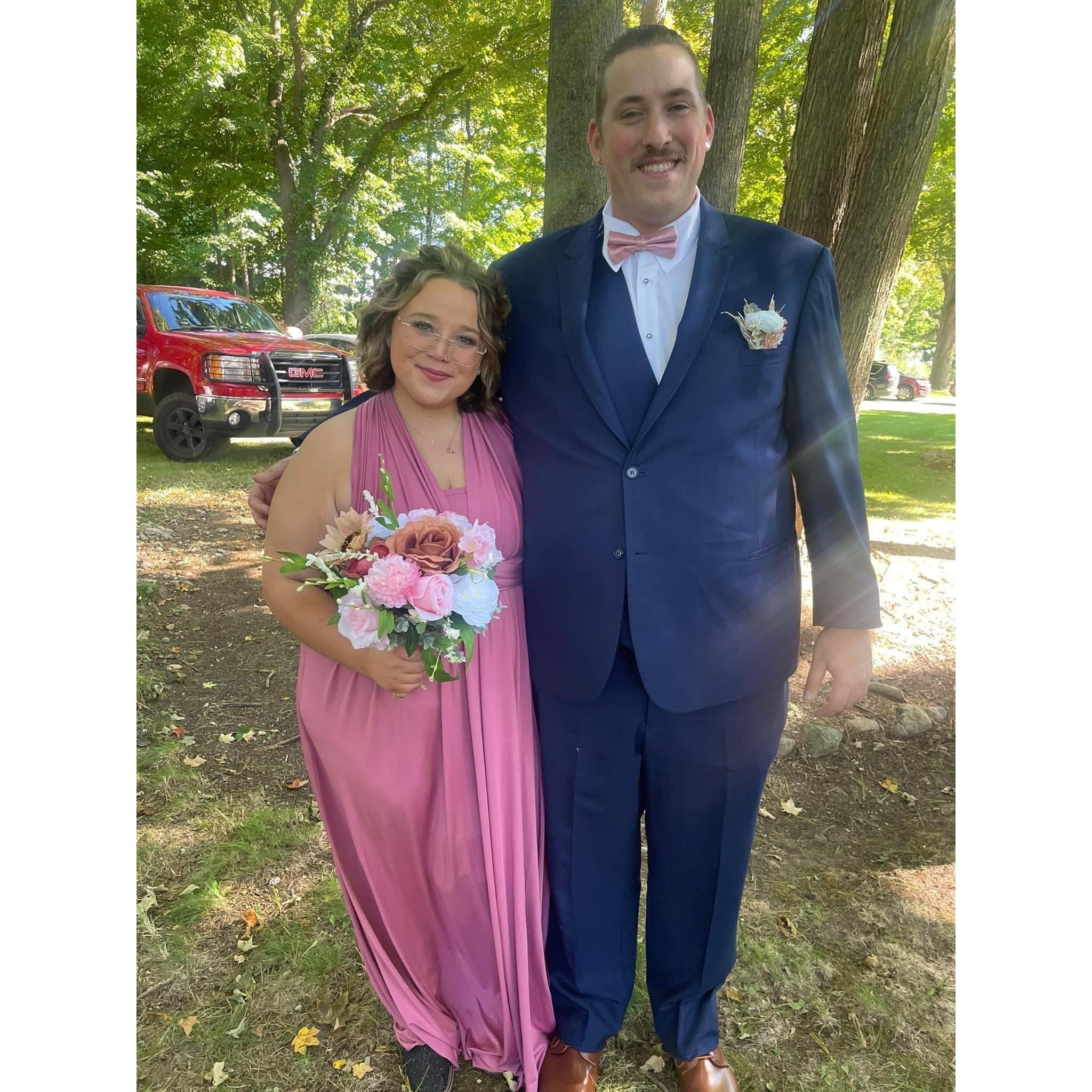 Brandens mom Cindy took this photo of us right before we walked down the isle at my brother Dakotas wedding