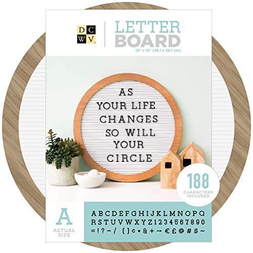 DCWVE Die Cuts with A View Circular Letterboard-15 x 15 Light Wood (189 pcs) 614834, Circle White