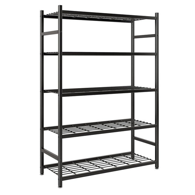 Tujurich Storage Shelves, 5-Tier Metal Shelving Unit with Adjustable Feet, Shelf Organizer for Garage, Kitchen, Pantry and Closet Organization, 36.4" x 11.8" x 68.3", Black