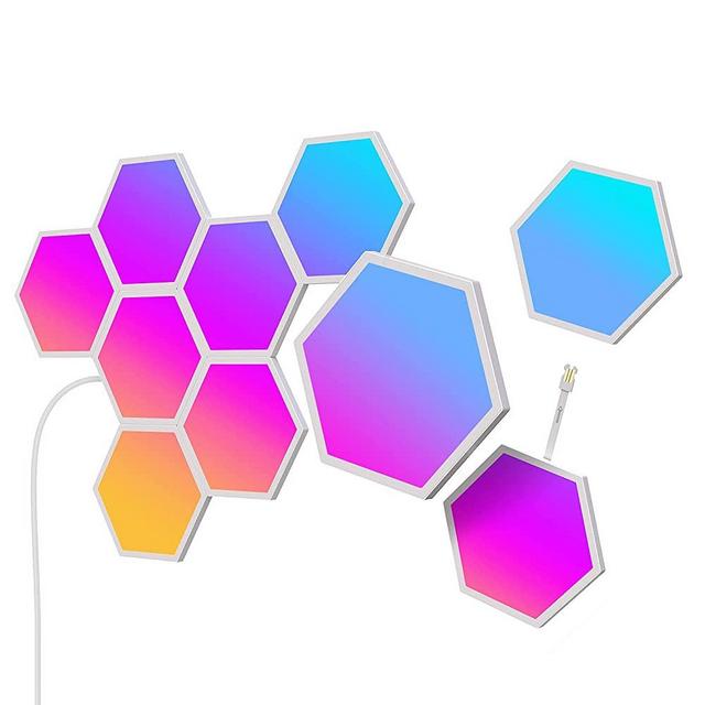 Govee Glide Hexa Light Panels, RGBIC Hexagon Lights, Wi-Fi Wall Lights, DIY Design, Music sync, app Control, Works with Alexa & Google Assistant, for Gaming, Streaming, and Decor, 10 LED Panels