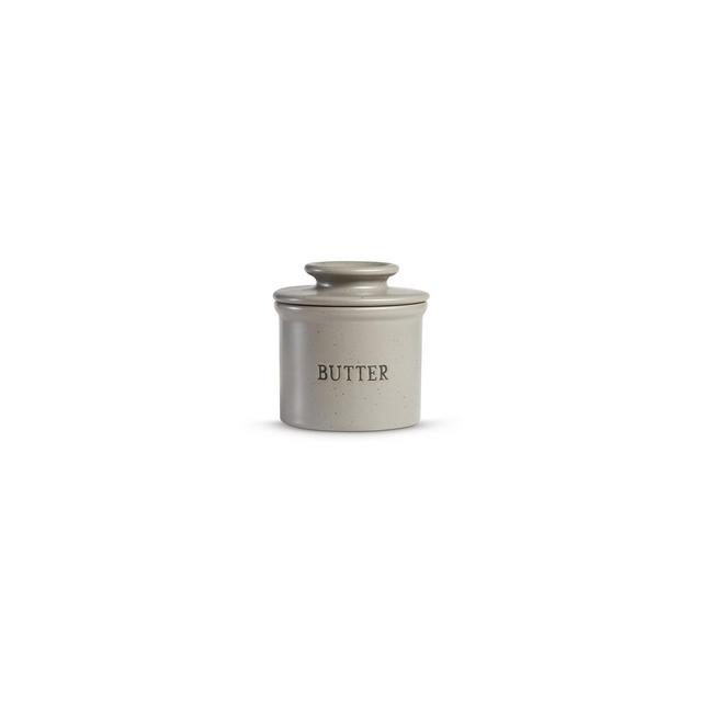 Kook Butter Keeper Dish, Ceramic Crock with Lid, For Soft Butter, Grey