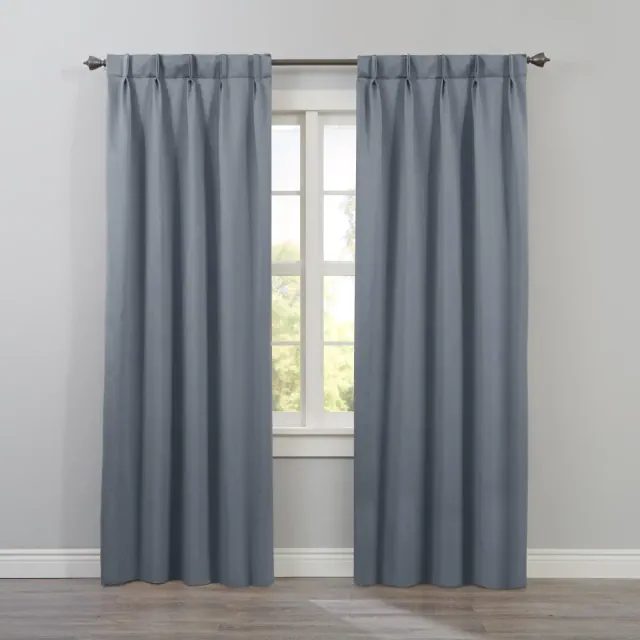 BrylaneHome BH Studio Room-Darkening Pinch Pleat Panel - 35" W 63" L, Pewter