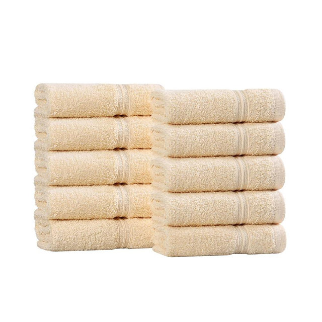 Superior Egyptian Cotton 10-Piece Face Towel Set , Small Towels For Facial, Spa, Quick Dry, Absorbent Towels, Bathroom Accessories, Guest Bath, Home Essentials, Washcloth, Airbnb, Canary