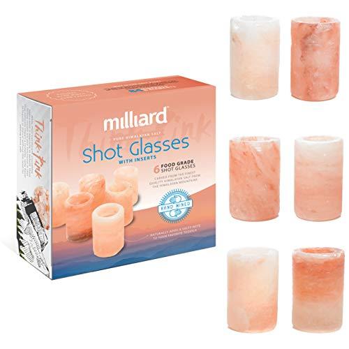Milliard 6 Pack Premium Himalayan Salt Shot Glasses,Pink Tequila Shot Glasses, FDA Approved - Make Drinking Tequila Simple and Easy