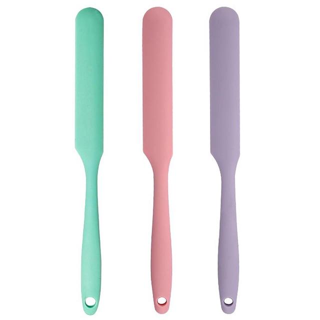 3Pcs Silicone Jar Spatula Long Handle Kitchen Spatulas for Mixing, Scraping, and Spreading,Ideal for Jars, Baking, Cake Icing, Cream, Butter, and Batter Kitchen Tool (Purple, Pink, Green)